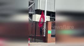 UK: Liverpool Fans Raising Flag To Half Mast After Tragic Death Of Diogo Jota