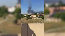 Large plume of smoke after huge explosion at Rome petrol station