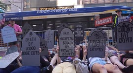US: Protesters stage 'Die-In' outside Trump Tower on Independence Day as president signs major tax, spending bill
