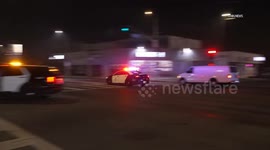 US, Los Angeles: Panorama City Car Crashes Into Smoke Shop During Robbery