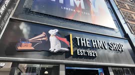 Superman's faithful dog Krypto replaces Nipper the HMV dog on the HMV sign in Oxford Street In London