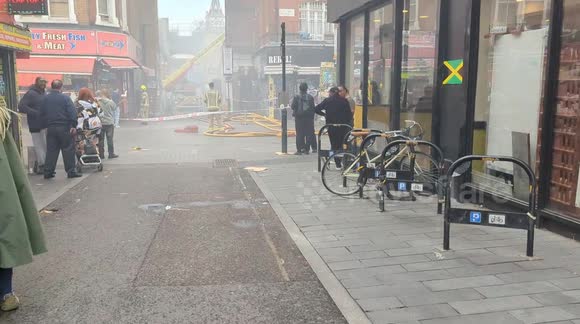 Electric Avenue cordoned off as 70 firefighters tackle blaze