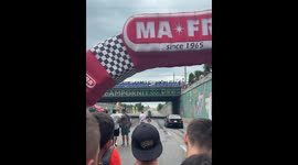Drag race crash flips car into wall in Chișinău, Moldova