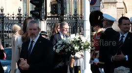Pro-Palestine protesters noisily interrupt Macron and Starmer's Churchill wreath ceremony in Parliament Square