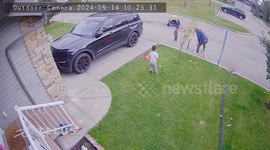 Poor kid gets a toy baseball to the nuts while playing outside with grandpa