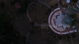 Bosnia and Herzegovina: Drone footage shows white headstones at Srebrenica-Potocari Memorial Center in Bosnia and Herzegovina