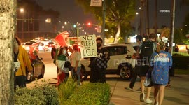 US, Los Angeles: Anaheim Protesters Chant Outside of ICE Hotel