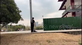 Biker Tumbles into Mud