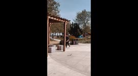 Man Falls from Pavilion Beam