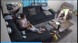 Dad Reflexes Throw Pillow Under Tipping Baby