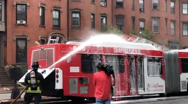Boston firefighters put out bus fire on Mass. Ave