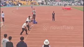Hurdling in University Playground
