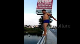 Boy, 17, injures himself trying to copy Olympic divers by jumping off high bridge into river