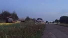 Thrill-seekers engage in a spot of 'offroad kayaking'