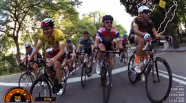 Large bike (bicycle) race crash in Central Park