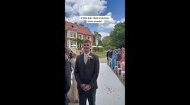 Husband-to-be's emotional reaction as he spots fiancé in wedding dress