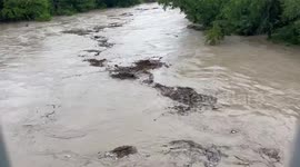 Raging Waters Rush Through Lampasas River at Maxdale Bridge