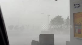Intense toonie-sized hail battering McKnight Blvd in NE Calgary yesterday evening
