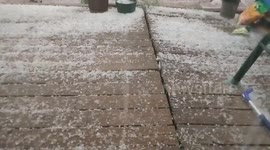 Pea-sized hail falls during storm in Edgewood, New Mexico
