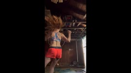 Beginner aerial hoop attempt ends in fall in Omaha, Nebraska, USA