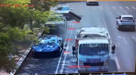 Board blown off struck strikes parked Ferrari racking up thousands in damage