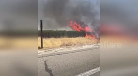 US: Multiple Fires Erupt Along Highway 41 As Flames Threaten Structures And Vehicles In Fresno County