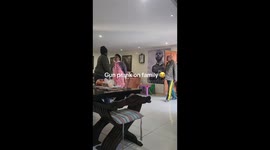 Family shocked as man pulls fake gun in staged altercation