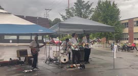 Band playing the Olson Brothers in Bennington the Hemmings Car Show