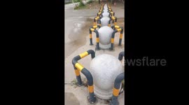 Chinese school adds guardrails around stone bollards sparking debate on safety overkill