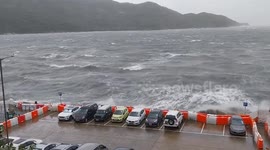Waves Pound Mui Wo Waterfront as Typhoon Wipha Hits Region