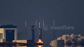 A SpaceX Falcon 9 rocket launches from Space Launch Complex-40 at Cape Canaveral Space Force Station, Florida, carrying a Boeing-built O3b mPOWER 7 and 8 satellites