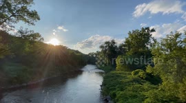 Sunset on the bridge in Pownal Vermont Route 346 as you can hear the water.