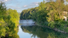 Waterfall of the Hoosick River in Pownal Vermont. On the Bridge