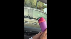 Husband overjoyed as he notices motorist with exact same car and waterbottle