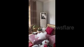 Air conditioning unit spews foam like bubble machine after cleaning mishap