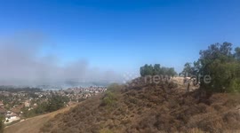 US: Euclid Fire Breaks Out in Chino Hills, Temporary Shutting Down Freeways, CA 2