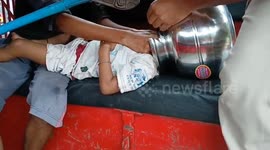 India: Fire personnel rescue toddler with head stuck in steel pitcher in Odisha