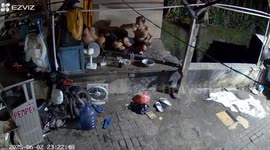 Wooden deck collapses, sending two men into canal during night in Nusantara, Indonesia