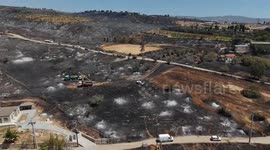 Greece: DRONE: Wildfire damages several houses in Krioneri near Greece's Athens