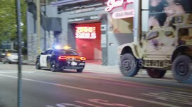 US, Los Angeles: Downtown Los Angeles National Guard-Invovled Crash on 101 Freeway