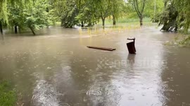 Heavy rain floods Kielce in southern Poland