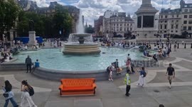 Iconic sofa from TV series 'Friends' is seen in London's Trafalgar Square