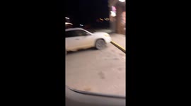Dogs in front seat during car ride in Chihuahua, Mexico