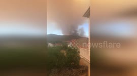 Spain: Massive Smoke Clouds Rise From Las Hurdes Wildfire As Seen From Azabal