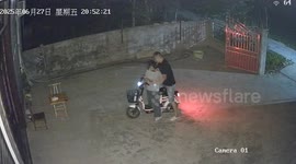 Girl screams and jumps into father’s arms after nearly stepping on snake