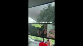 Playful monkeys swarm car at Knowsley Safari in Prescot, England