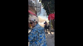 Mosquito fogging in street to prevent chikungunya fever in Guangdong, China