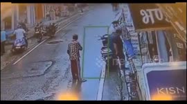 Man Injured After Stray Bull Attacks Him in Ghumarwin’s Gandhi Chowk - cctv captures dramatic bull atack