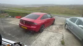 Storm Floris winds blow bin into homeowner's car in Scotland