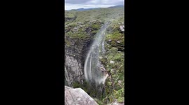 Waterfly: Brazil's Fumaça Waterfall is so high the wind blows the water back up